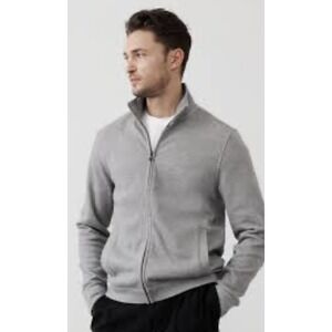 Banana Republic Pique Mock Neck Full Zip Jacket Sz XL‎ Gray Casual